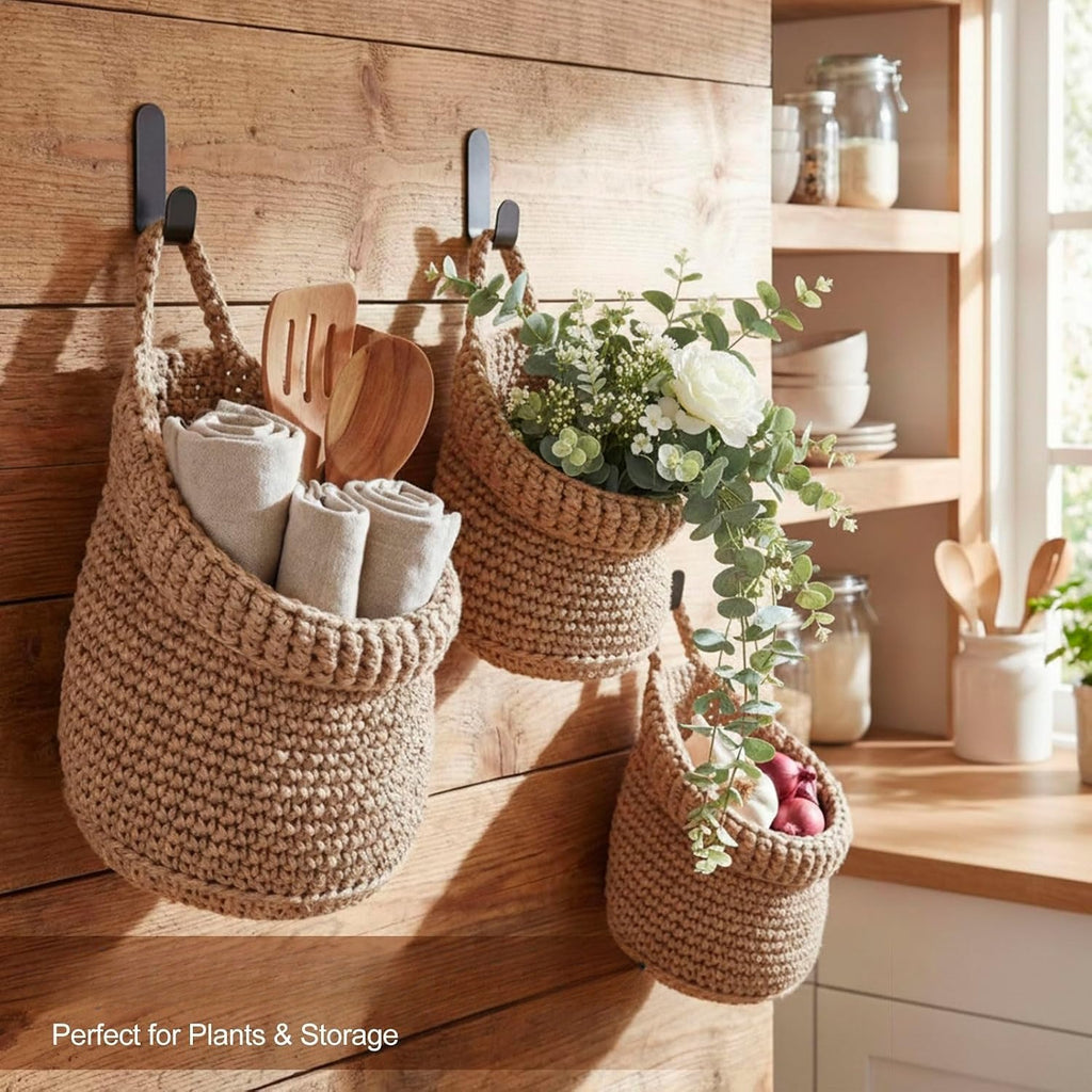 3 Cotton Rope Teardrop Storage Baskets