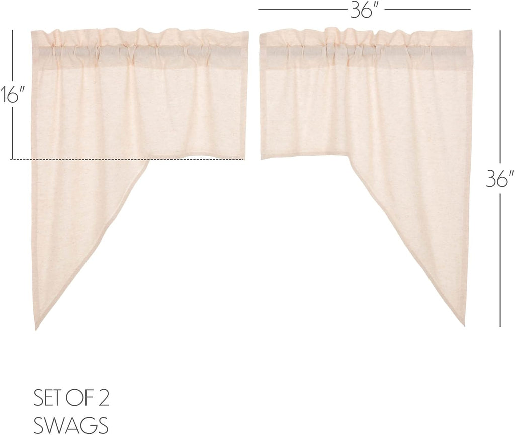 Farmhouse Flax Natural Window Swag Pair