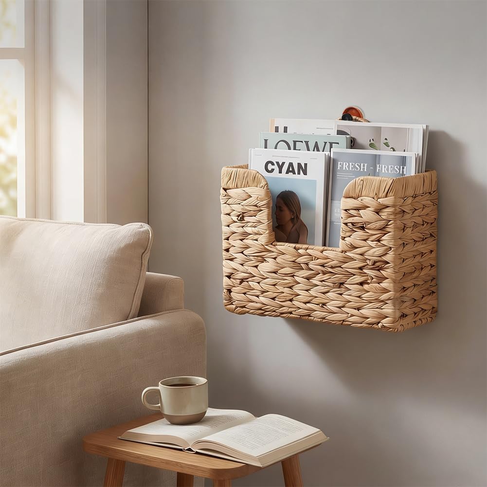 Water Hyacinth Wall Magazine Organizer
