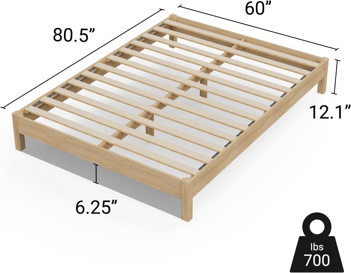 Natural Wood Queen Platform Bed Frame