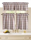 Farmhouse Brown Beige Gingham Curtain Set