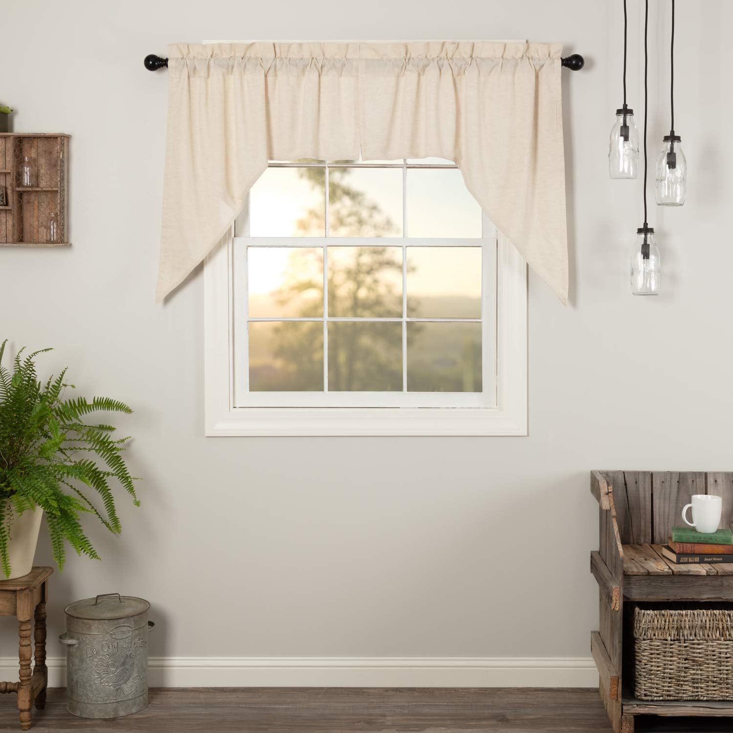 Farmhouse Flax Natural Window Swag Pair