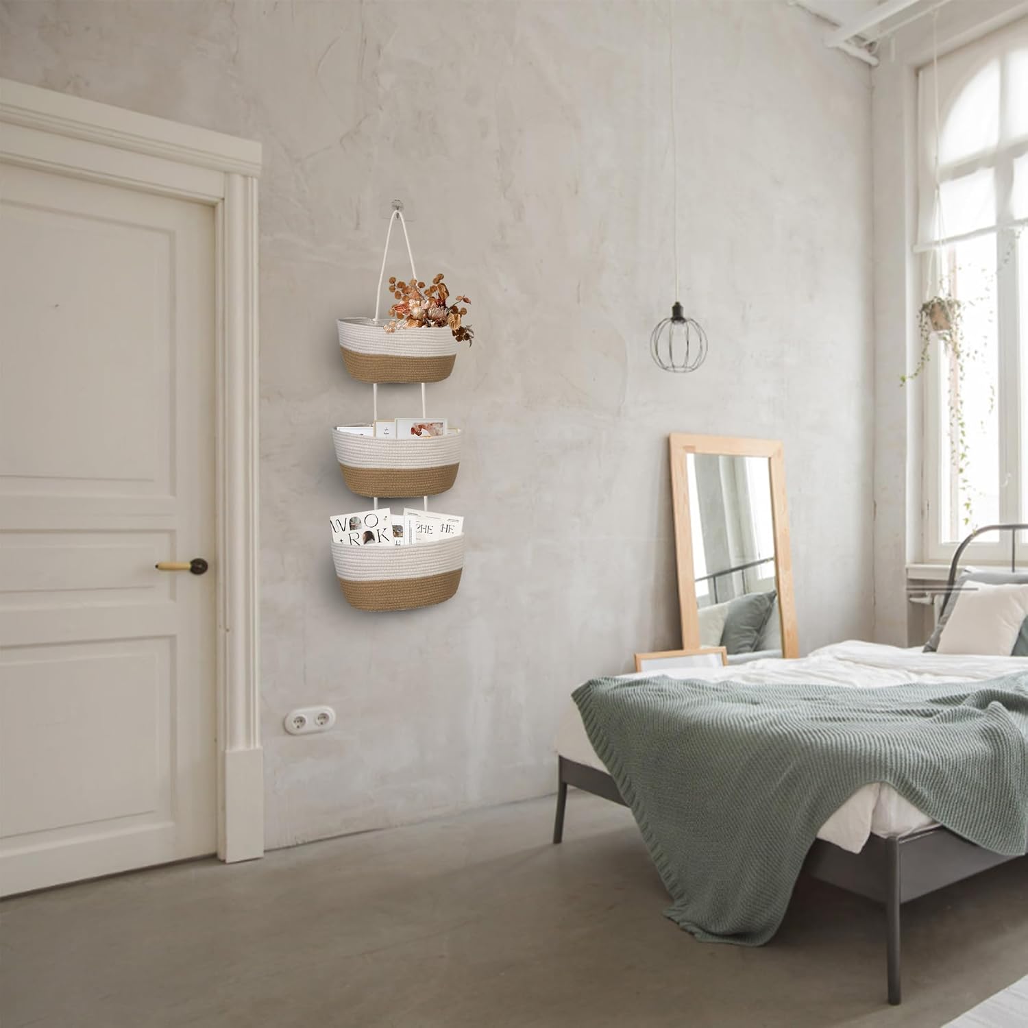 3 Tier Woven Wall Storage Baskets