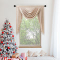 Light Coffee Faux Linen Tassel Window Valance