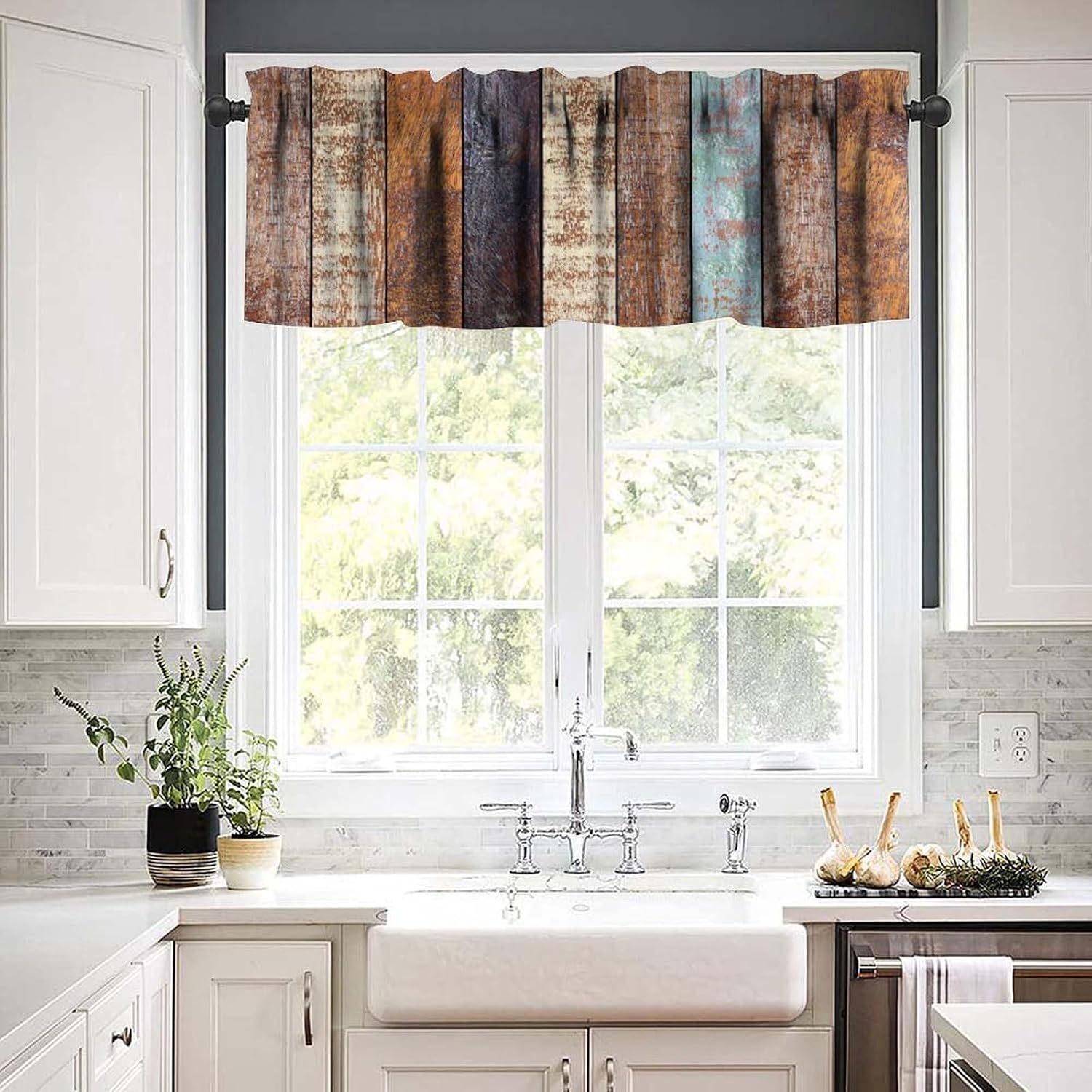 Vintage Barn Door Wooden Window Valance