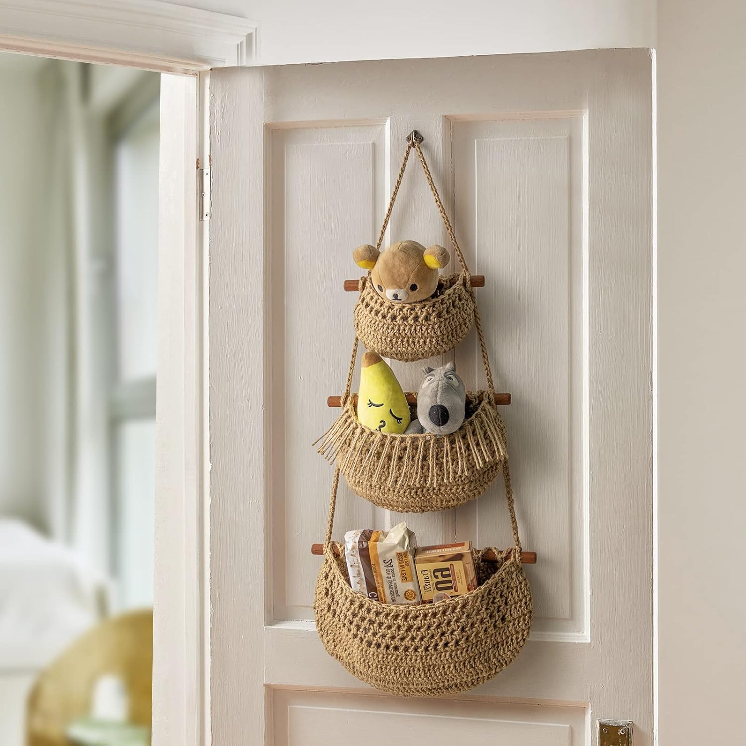 3 Tier Jute Woven Hanging Baskets