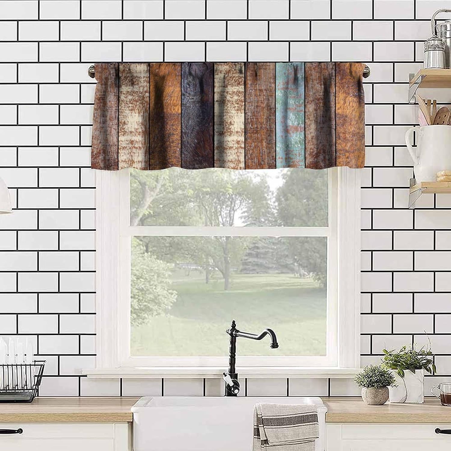 Vintage Barn Door Wooden Window Valance