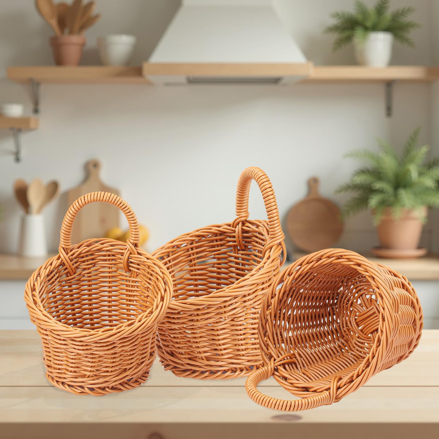 8 Boho Woven Wall Hanging Baskets