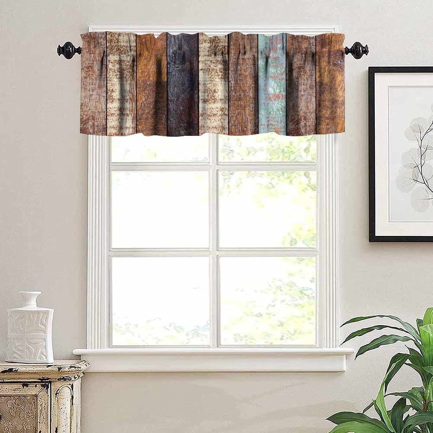 Vintage Barn Door Wooden Window Valance