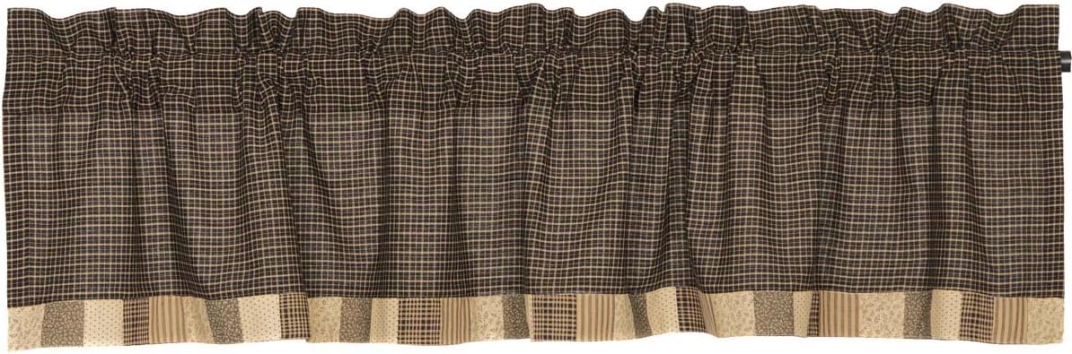 Block Border Black Window Curtain Valance