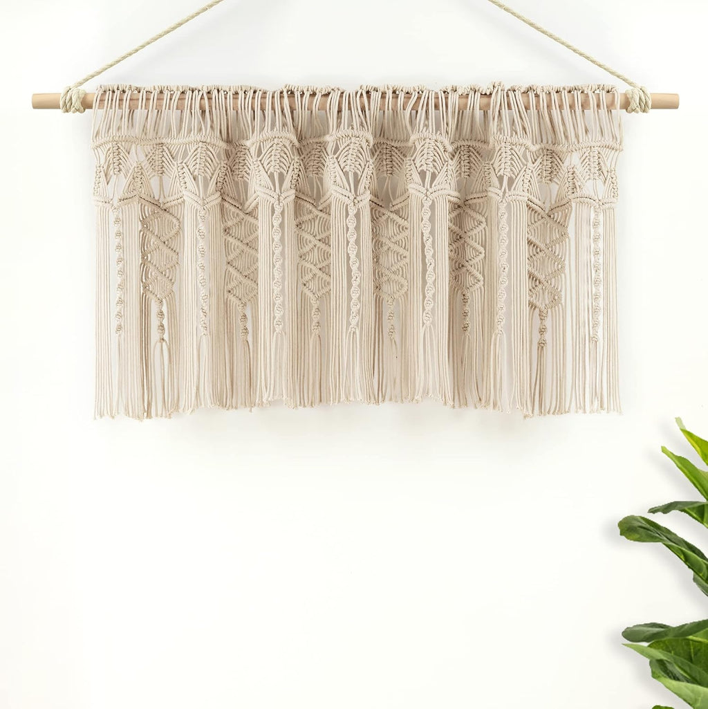 Boho Macrame Textured Cotton Window Valance