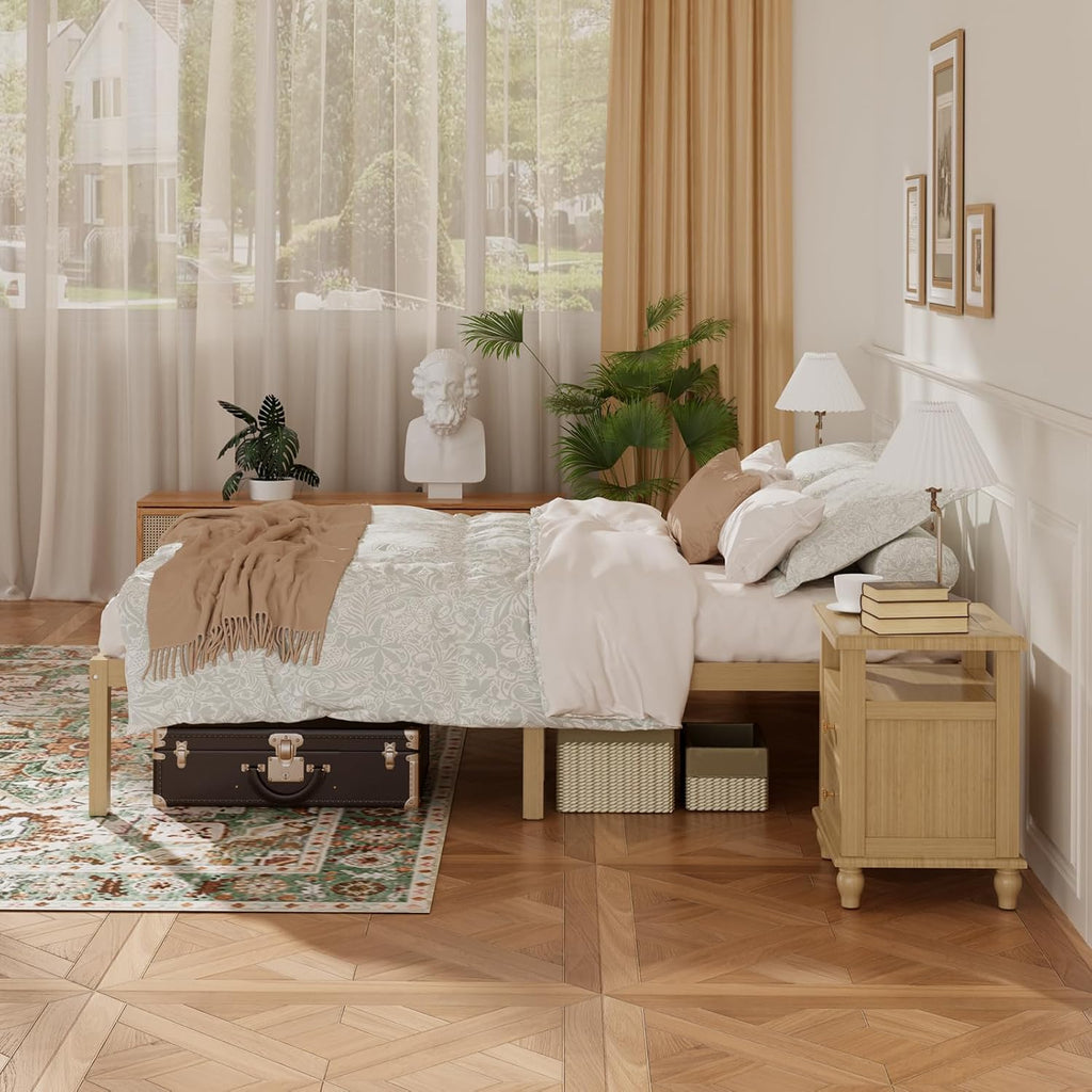 Natural Bamboo Queen Platform Bed Frame