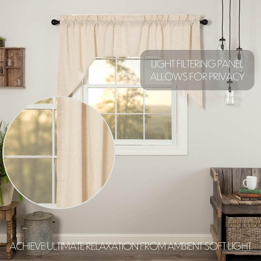 Farmhouse Flax Natural Window Swag Pair