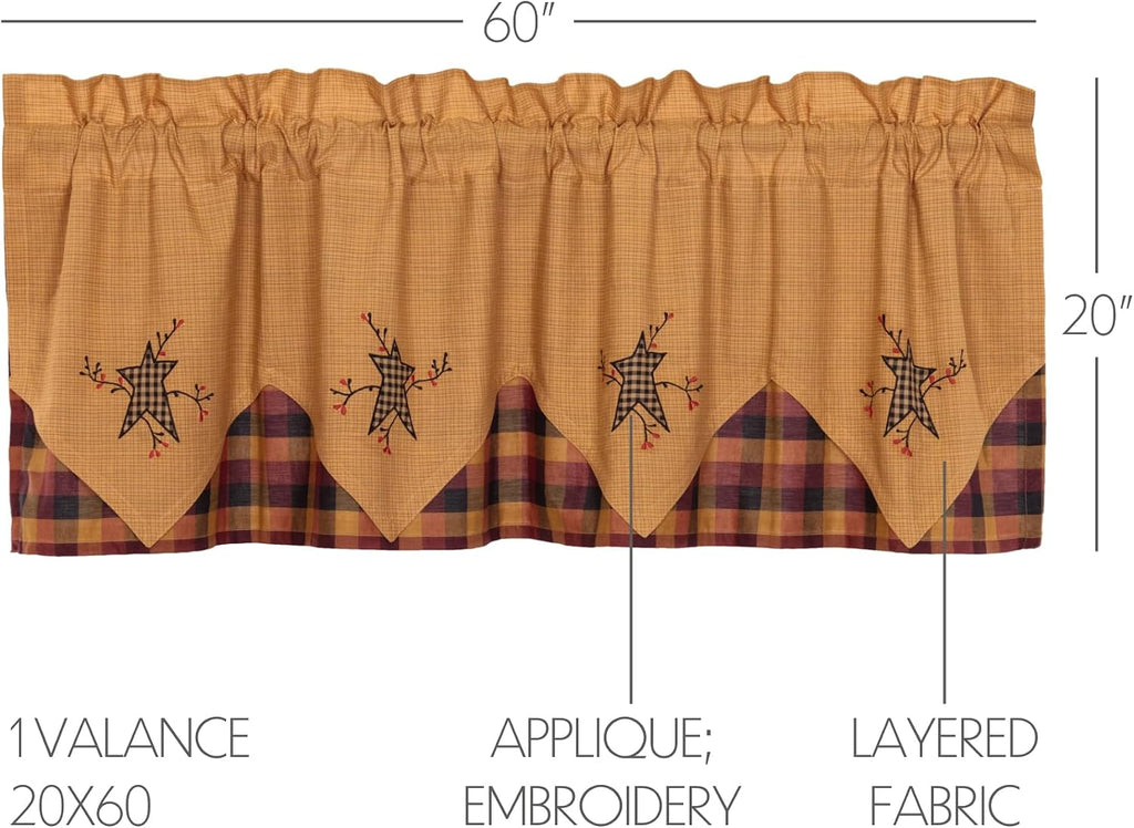 Primitive Star Pip Layered Kitchen Valance