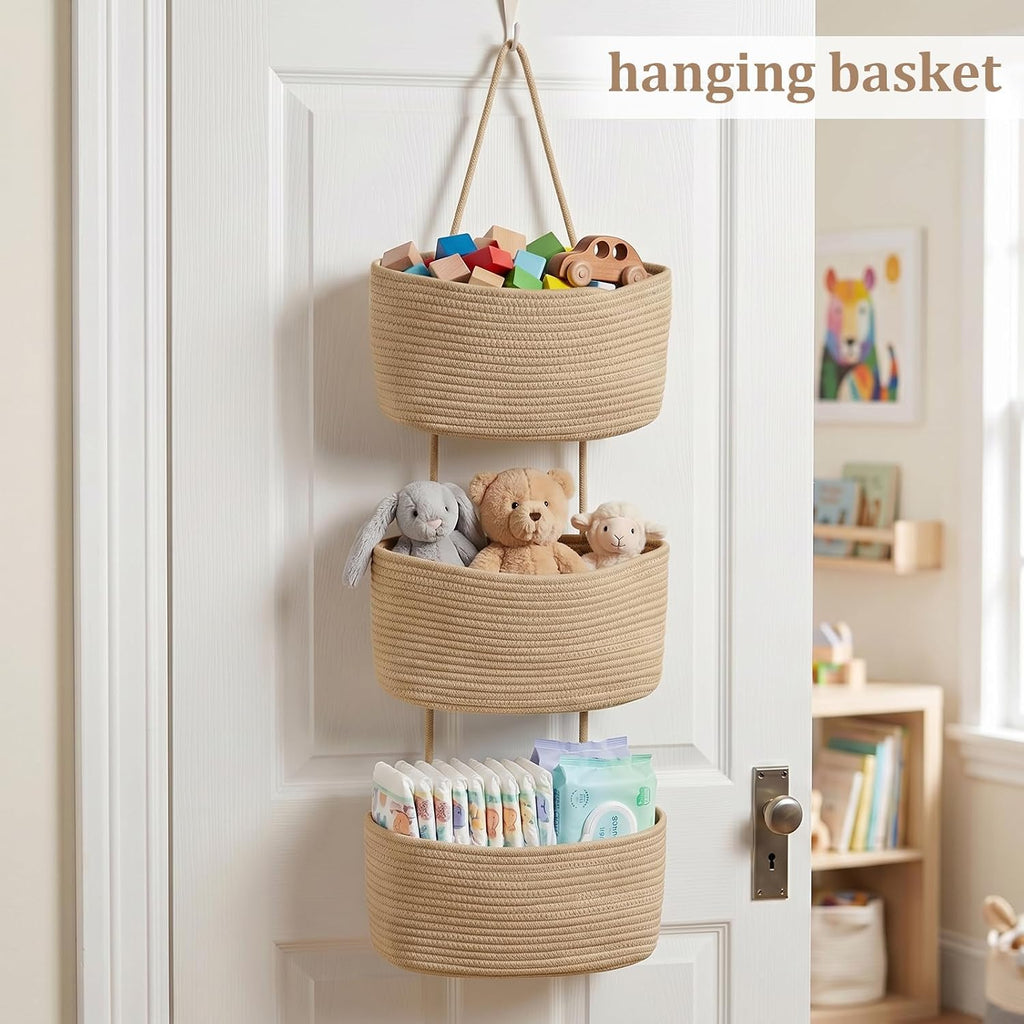 3-Tier Cotton Jute Hanging Organizer
