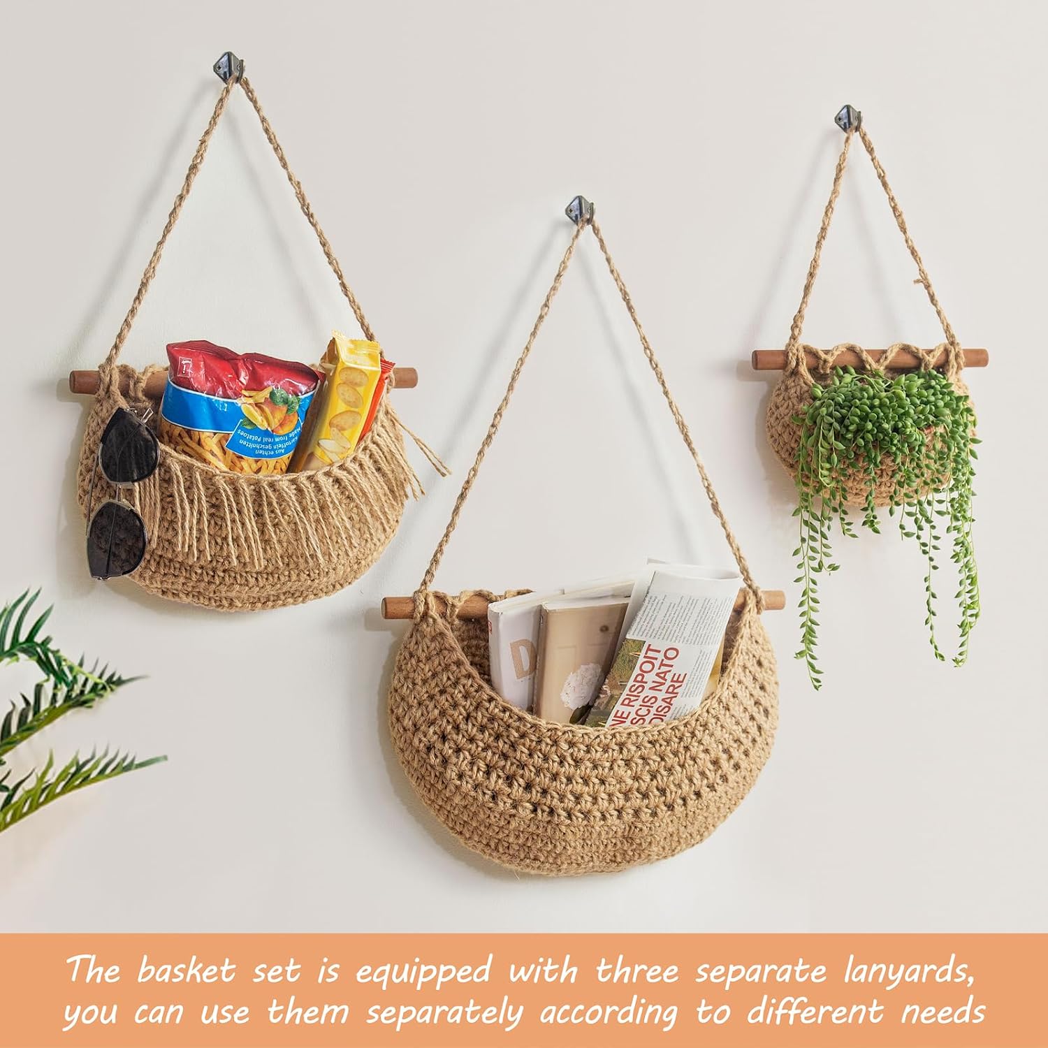 3 Tier Jute Woven Hanging Baskets
