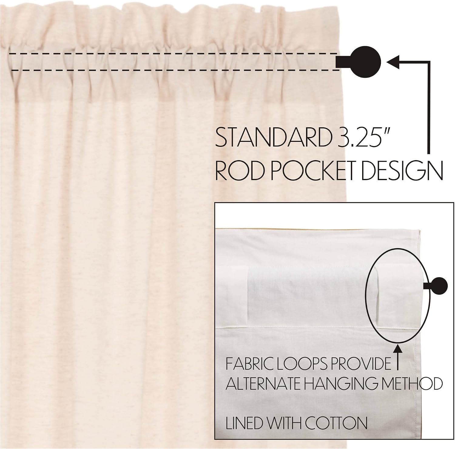Farmhouse Flax Natural Window Swag Pair