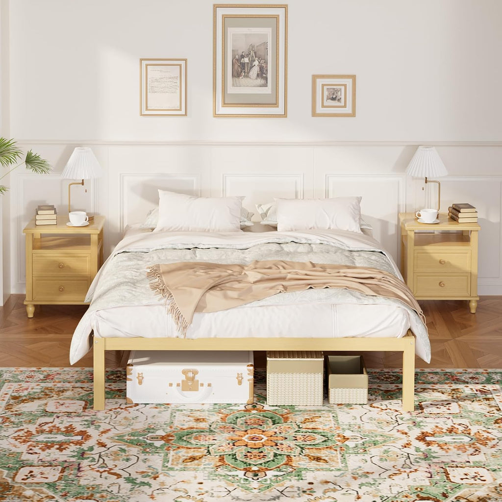 Natural Bamboo Queen Platform Bed Frame