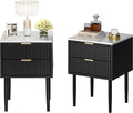2 Black Marble Nightstands Gold Handles