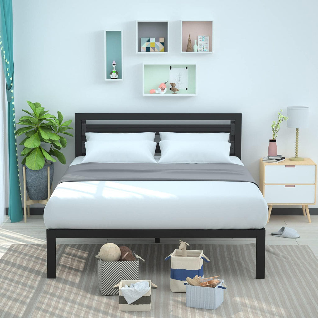Black Industrial Queen Metal Bed Frame