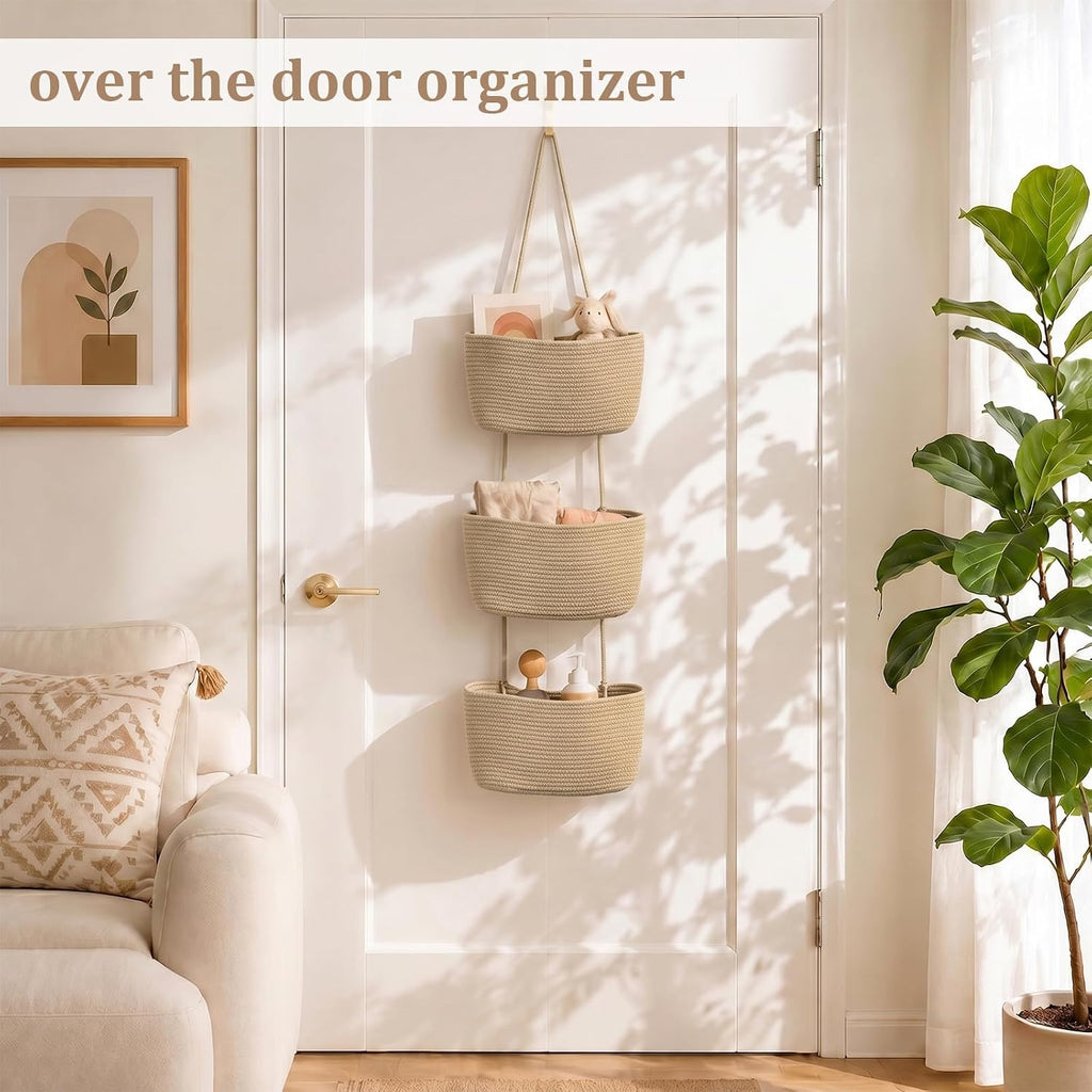 3-Tier Cotton Jute Hanging Organizer