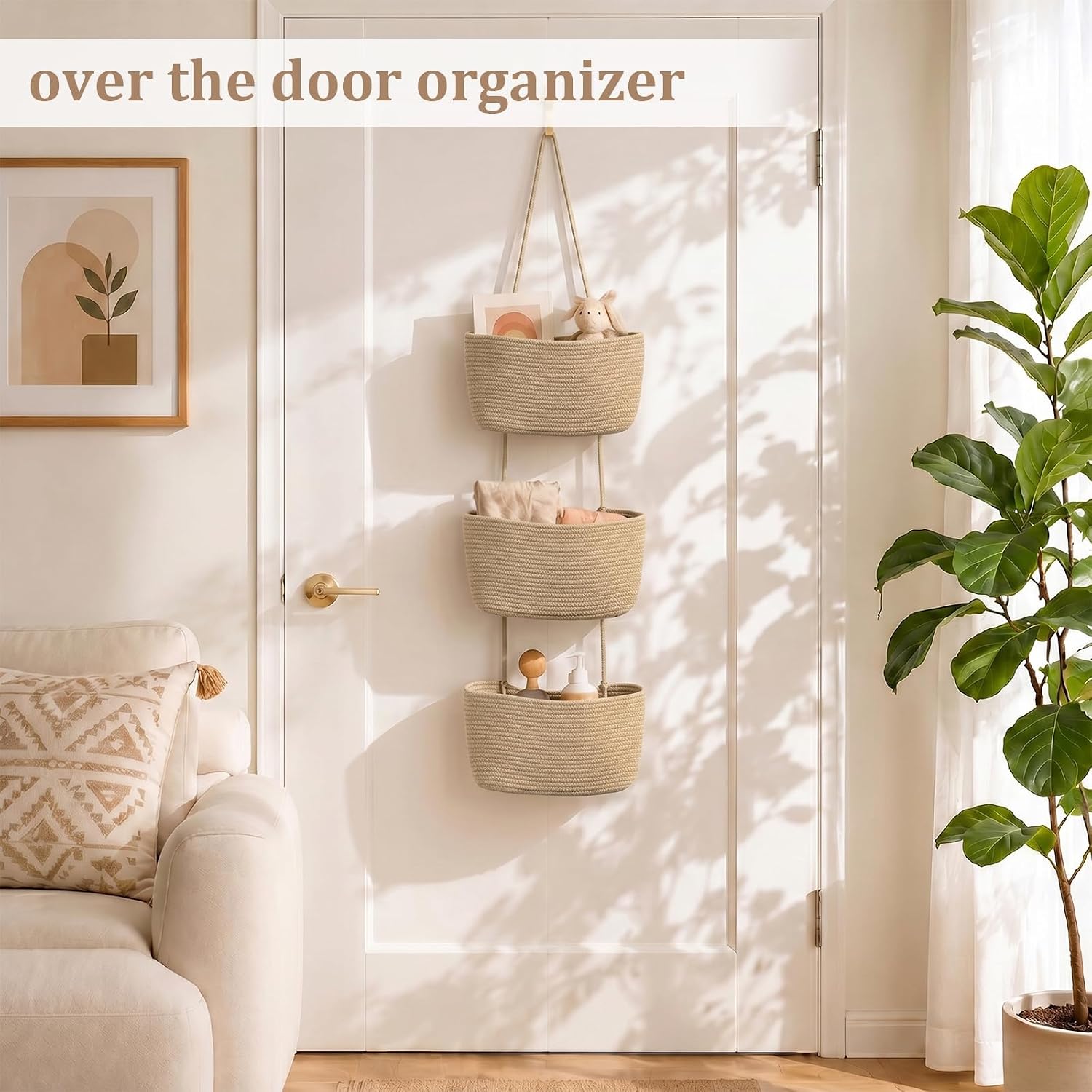 3-Tier Cotton Jute Hanging Organizer