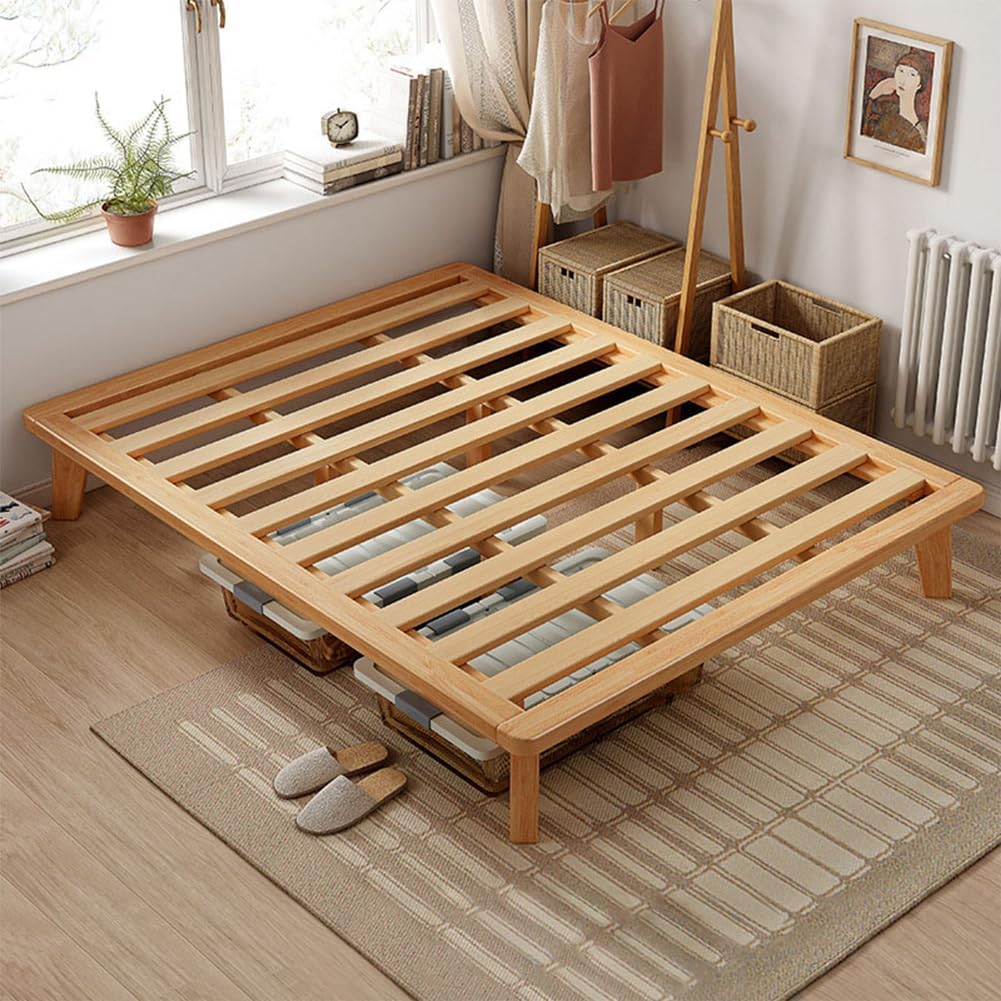 Oak Rubberwood Full Platform Bed Frame
