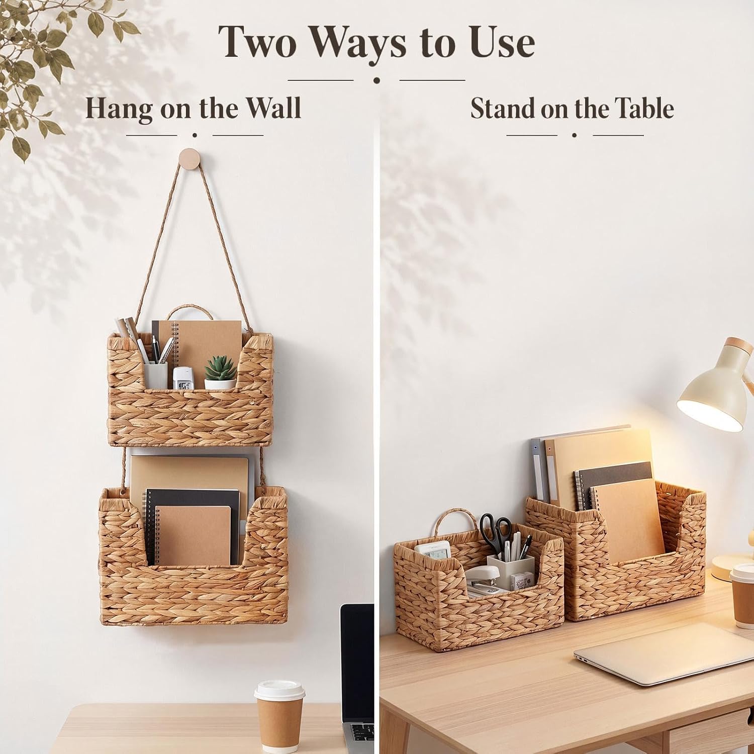 2-Tier Water Hyacinth Magazine Baskets