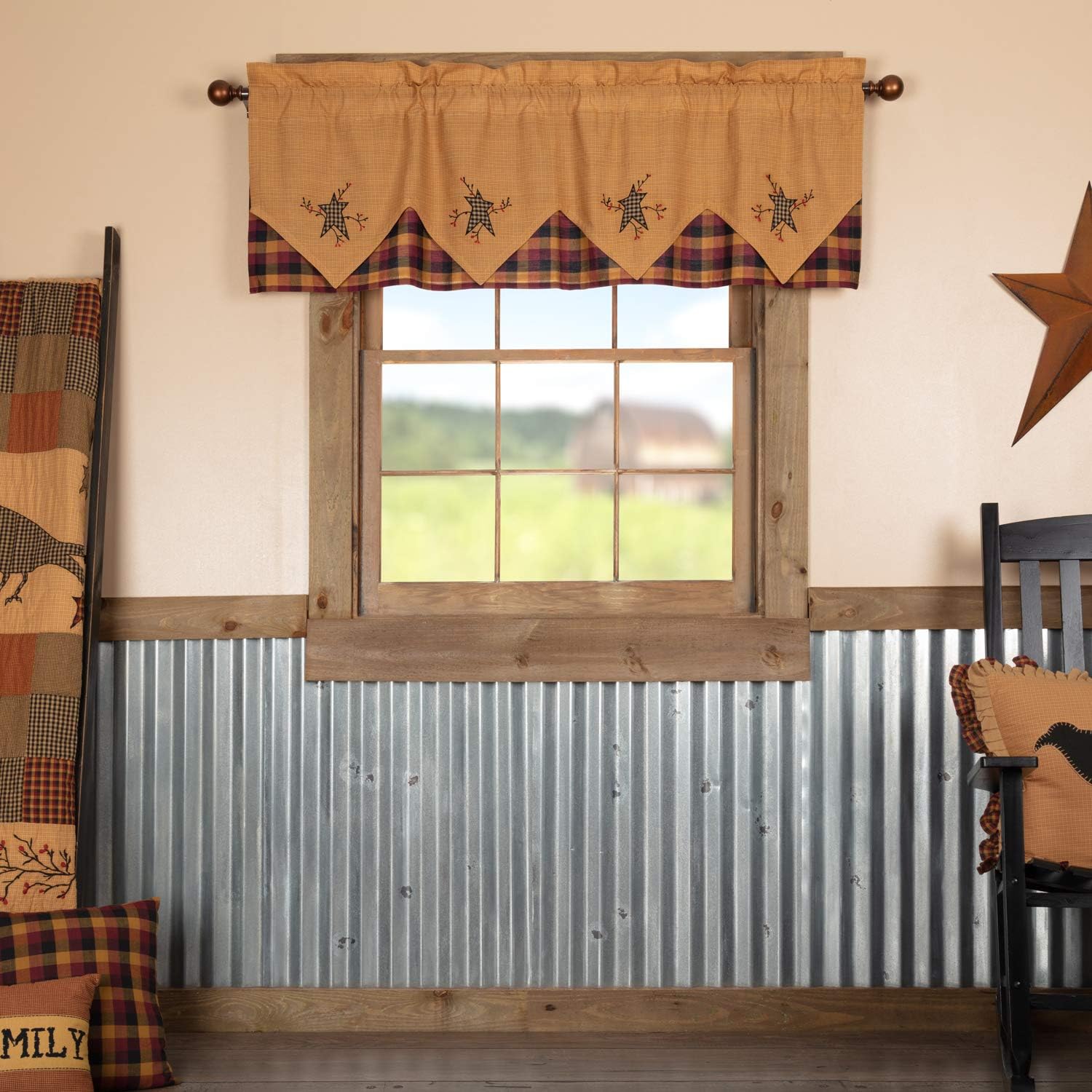 Primitive Star Pip Layered Kitchen Valance