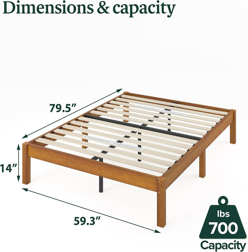Brown Bamboo Queen Platform Storage Bed Frame
