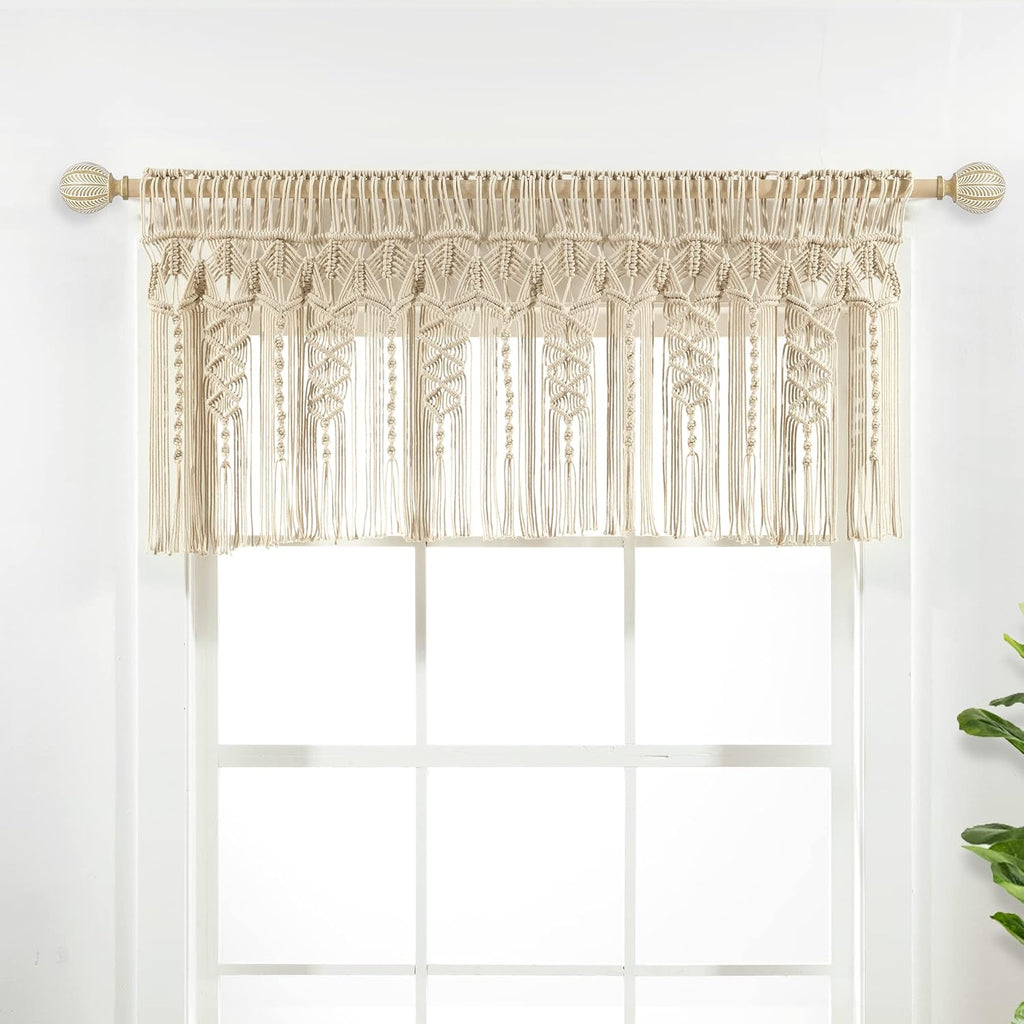 Boho Macrame Textured Cotton Window Valance