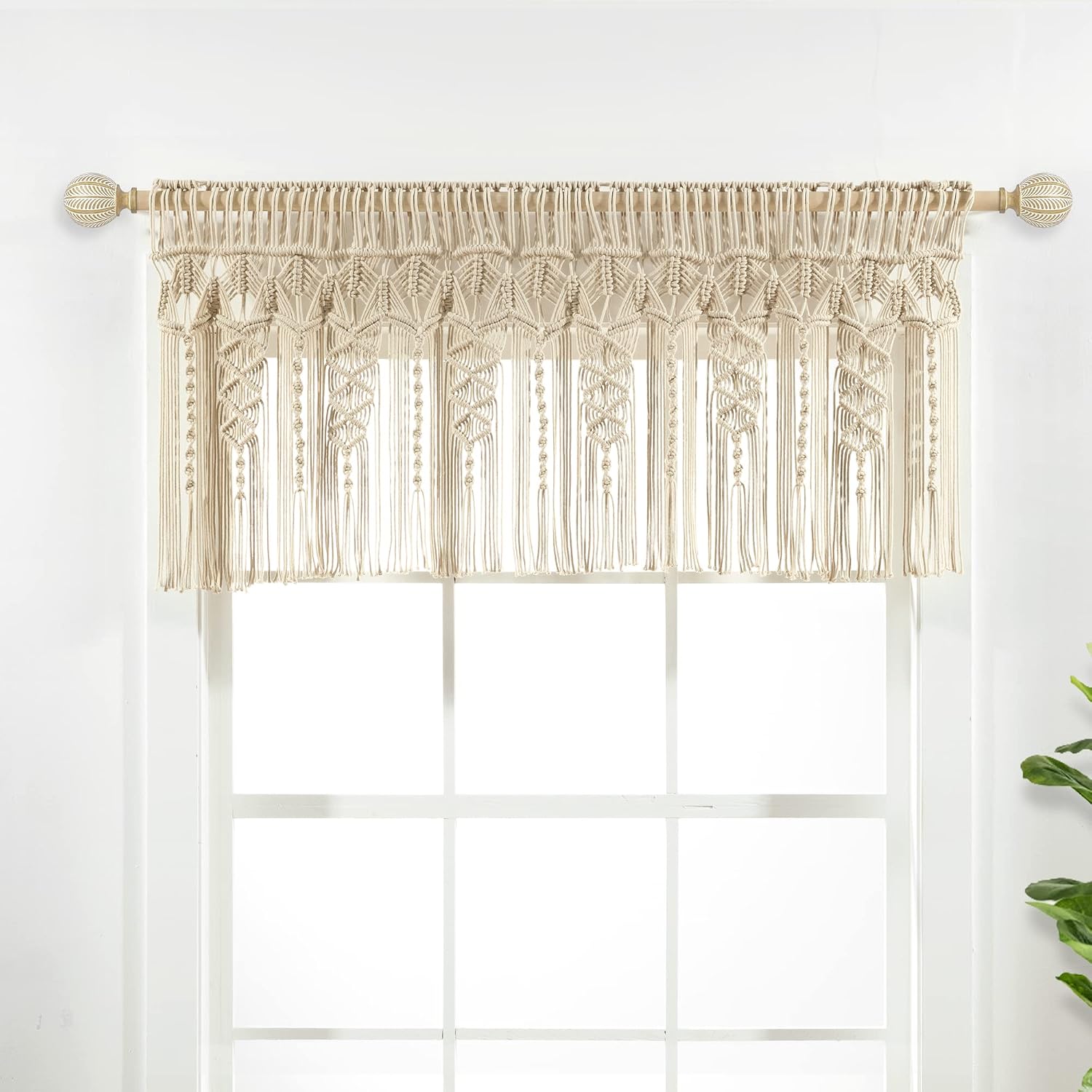 Boho Macrame Textured Cotton Window Valance