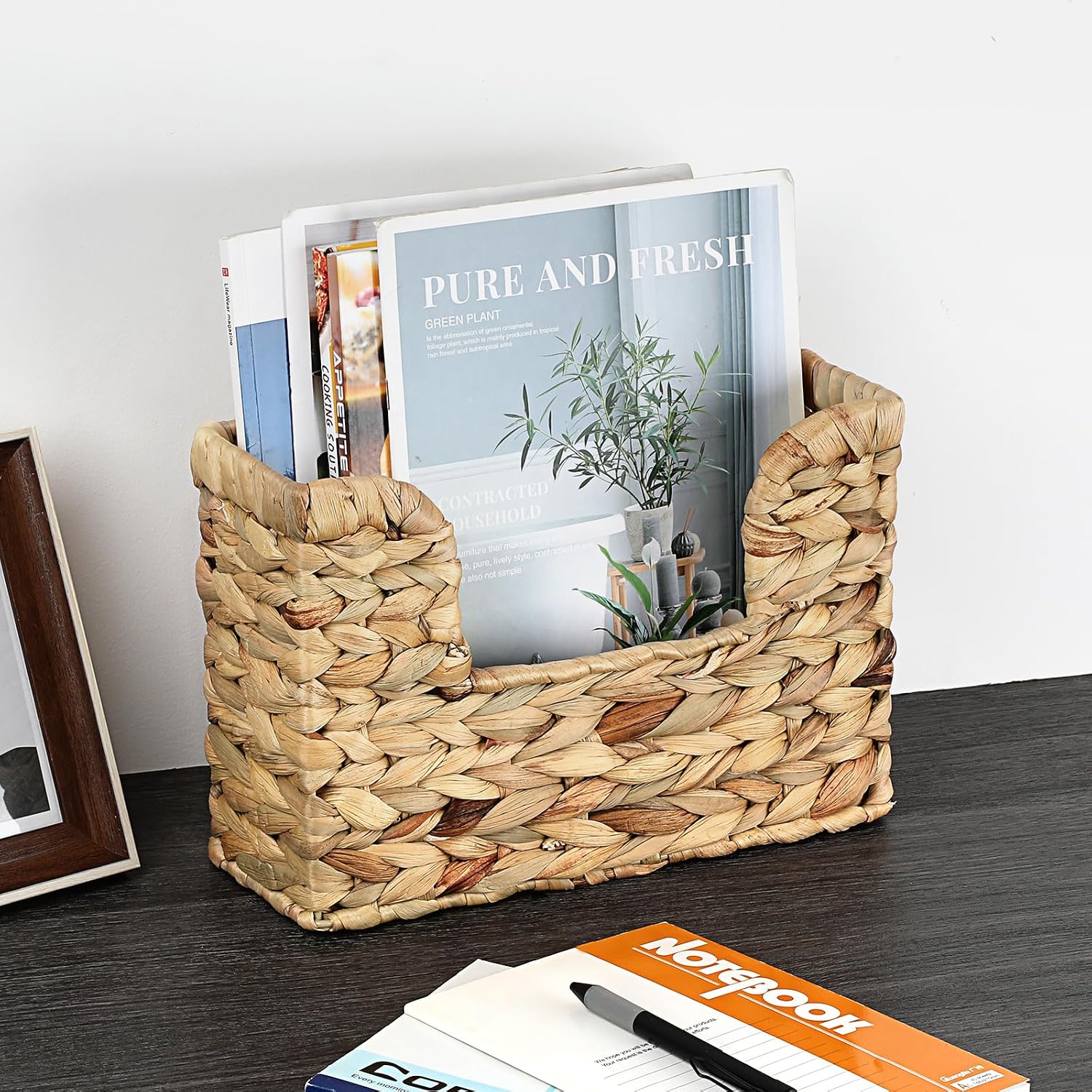 Water Hyacinth Wall Magazine Organizer