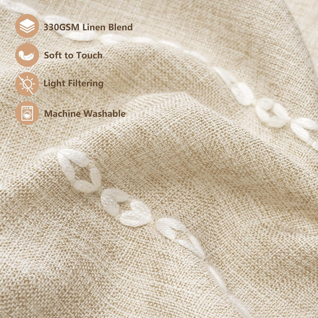 Boho Linen Tassel Beige Window Valance