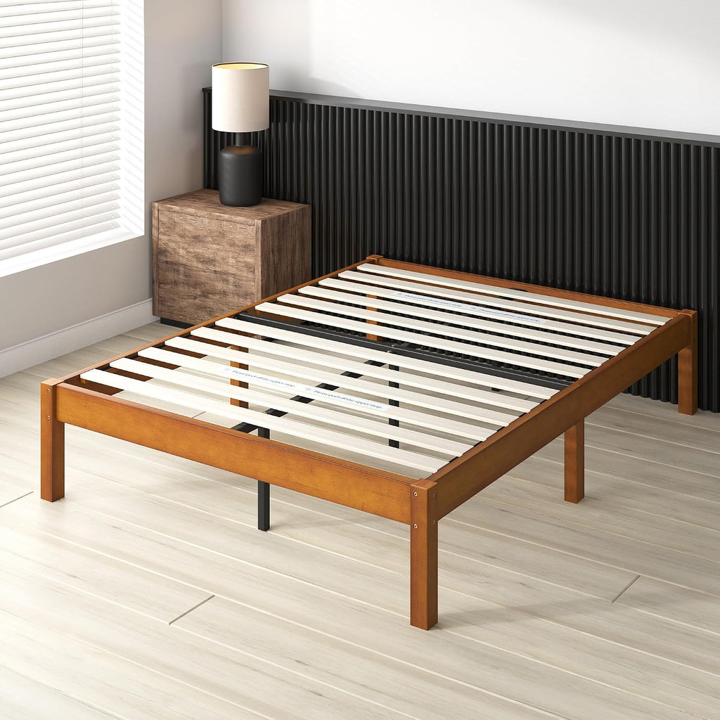 Brown Bamboo Queen Platform Storage Bed Frame