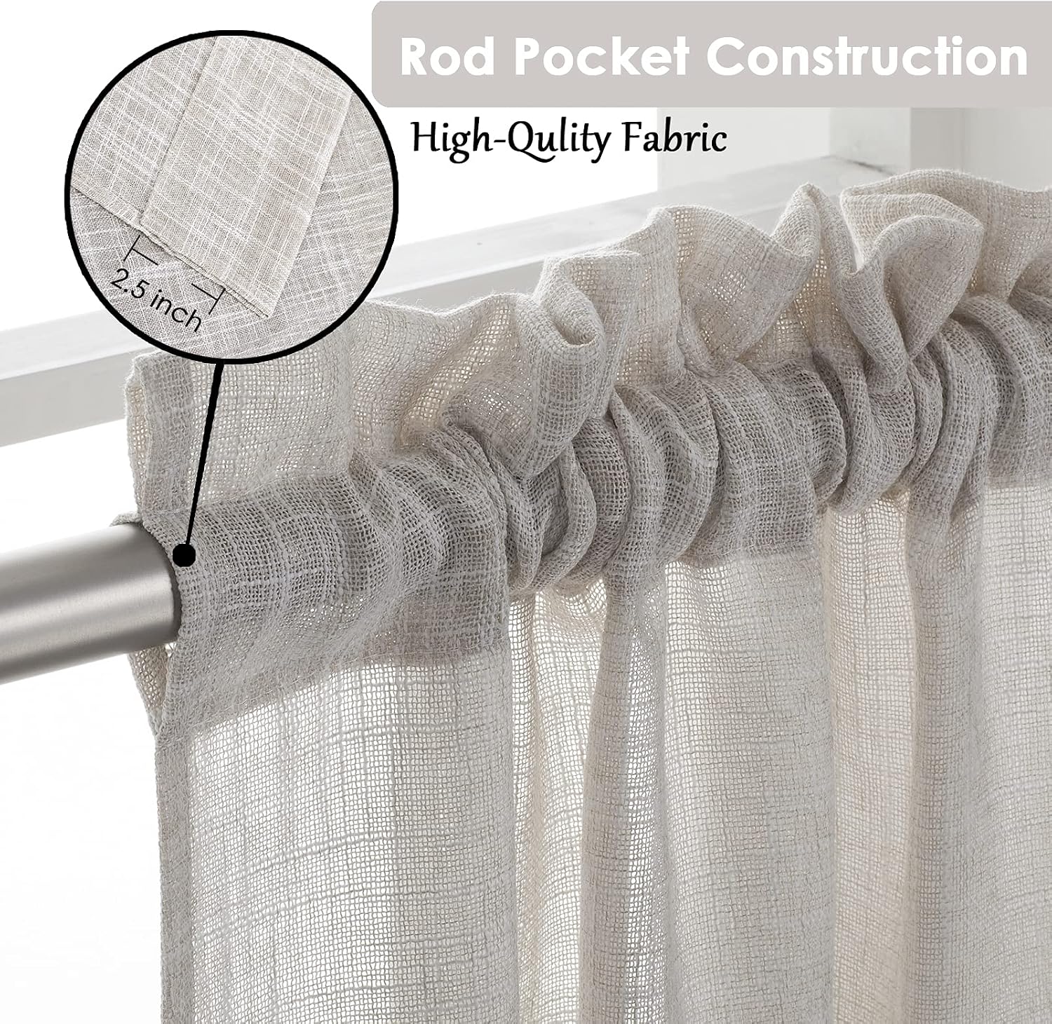 Natural Linen Tassel Farmhouse Window Swags