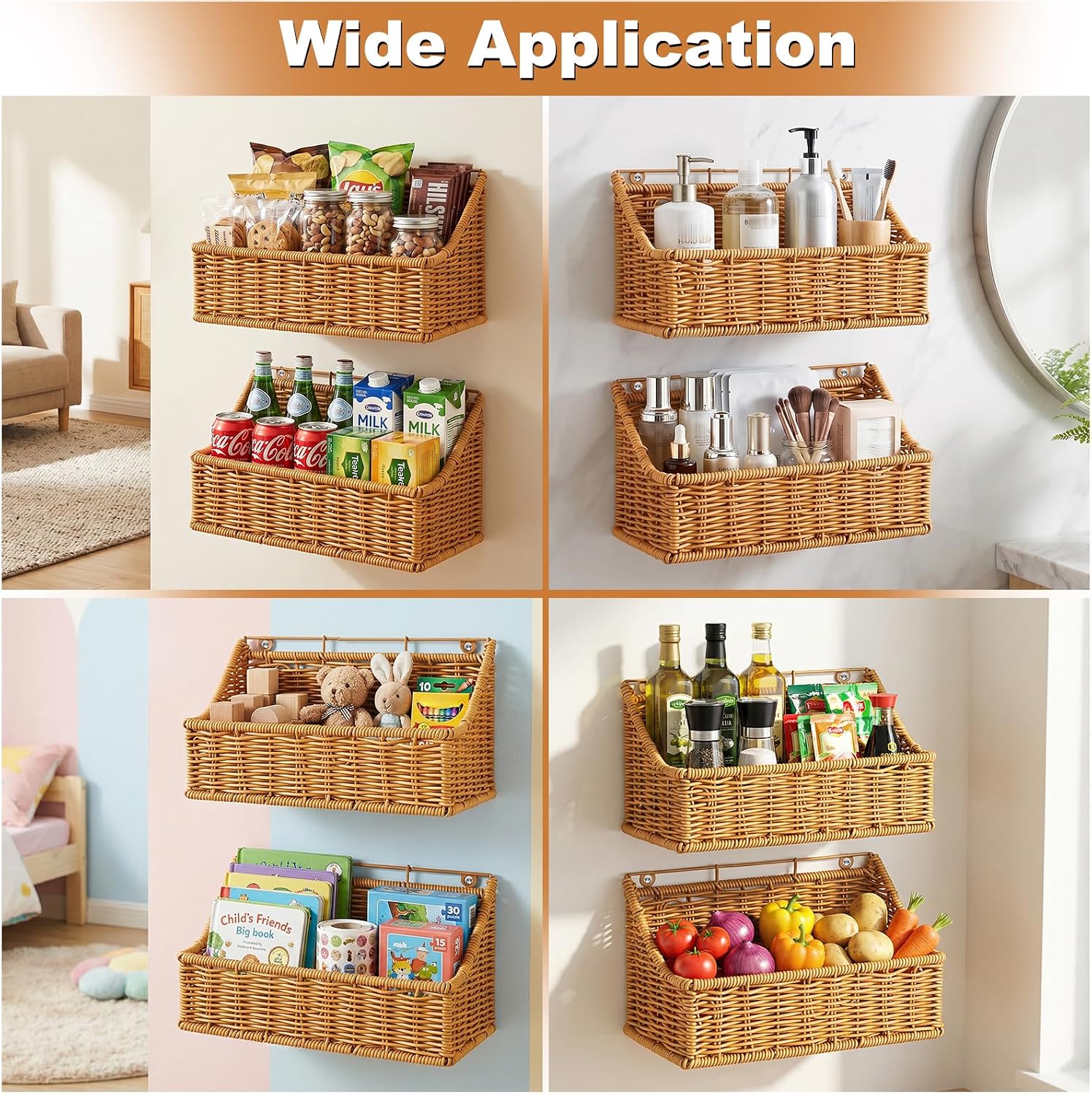2 Plastic Wicker Wall Hanging Baskets