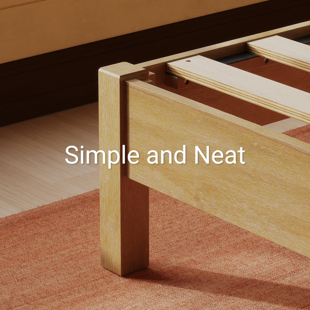Natural Wood Queen Platform Bed Frame