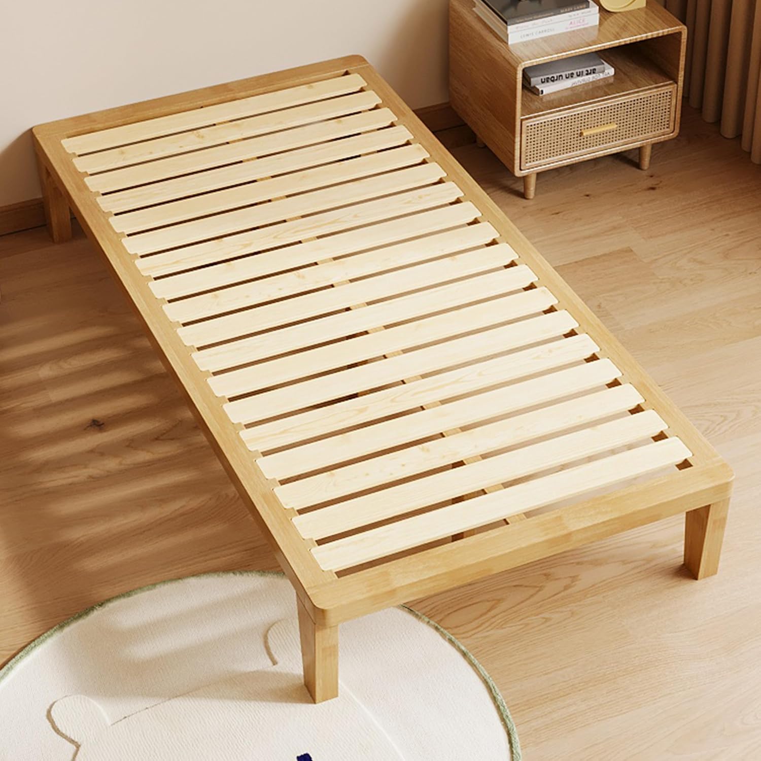 Solid Wood Minimalist Twin Tatami Bed Frame