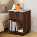 Walnut Fluted Marble Charging Nightstand