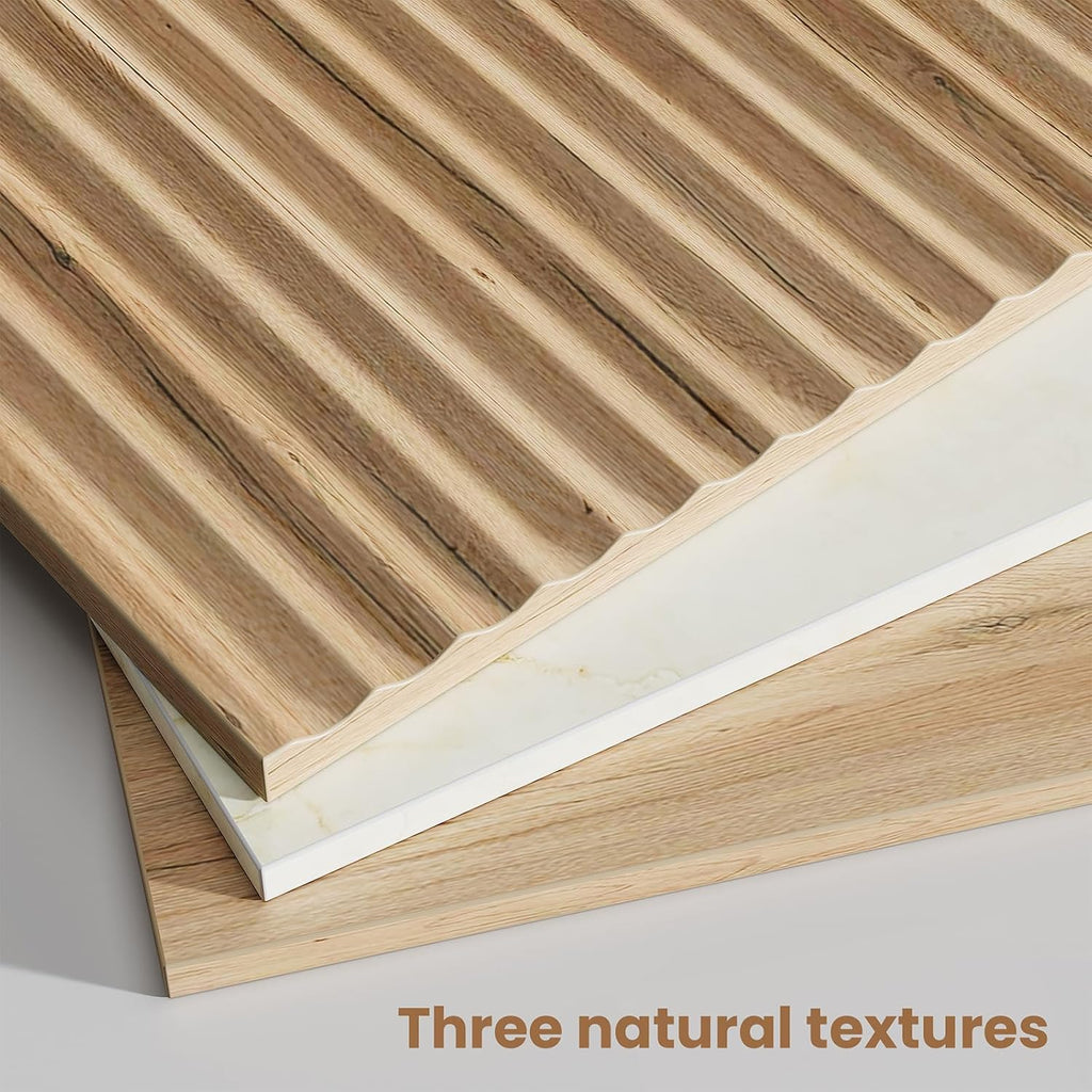 Oak Fluted Marble 3-Drawer Nightstand