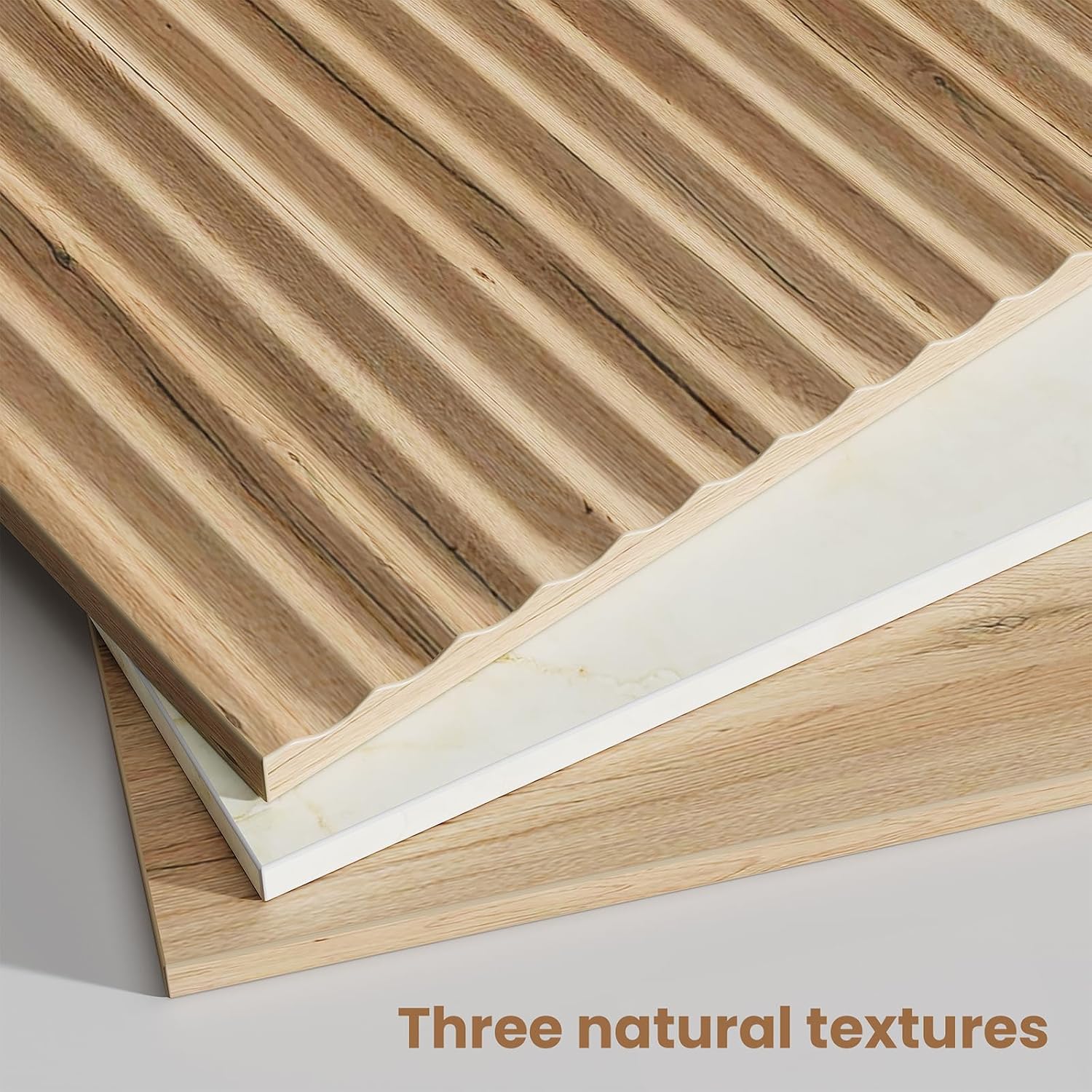 Oak Fluted Marble 3-Drawer Nightstand