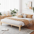 Natural Rubber Wood King Platform Bed Frame
