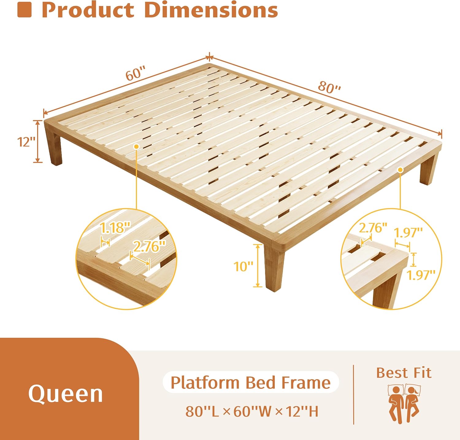 Solid Wood Minimalist Queen Tatami Bed Frame