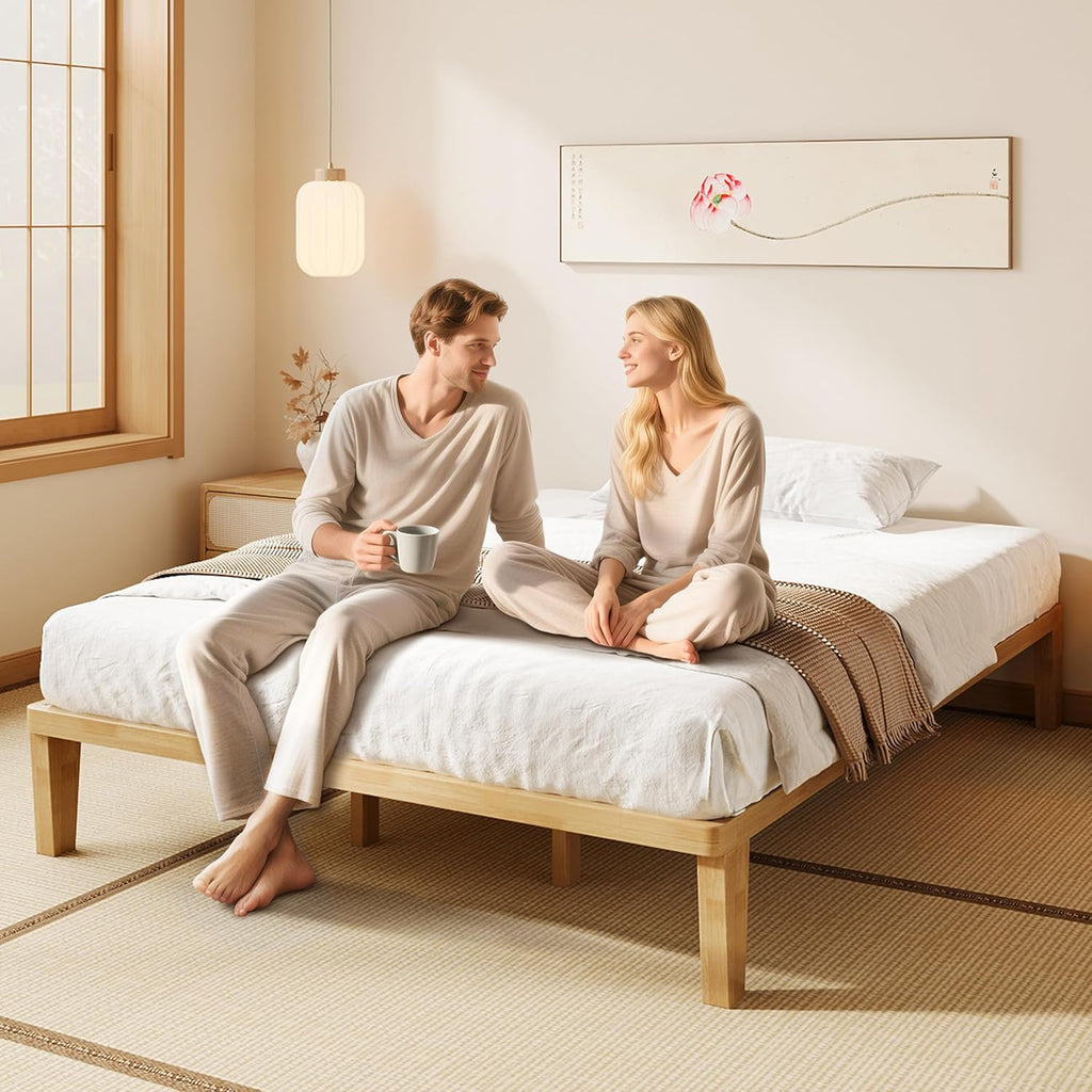 Solid Wood Minimalist Queen Tatami Bed Frame