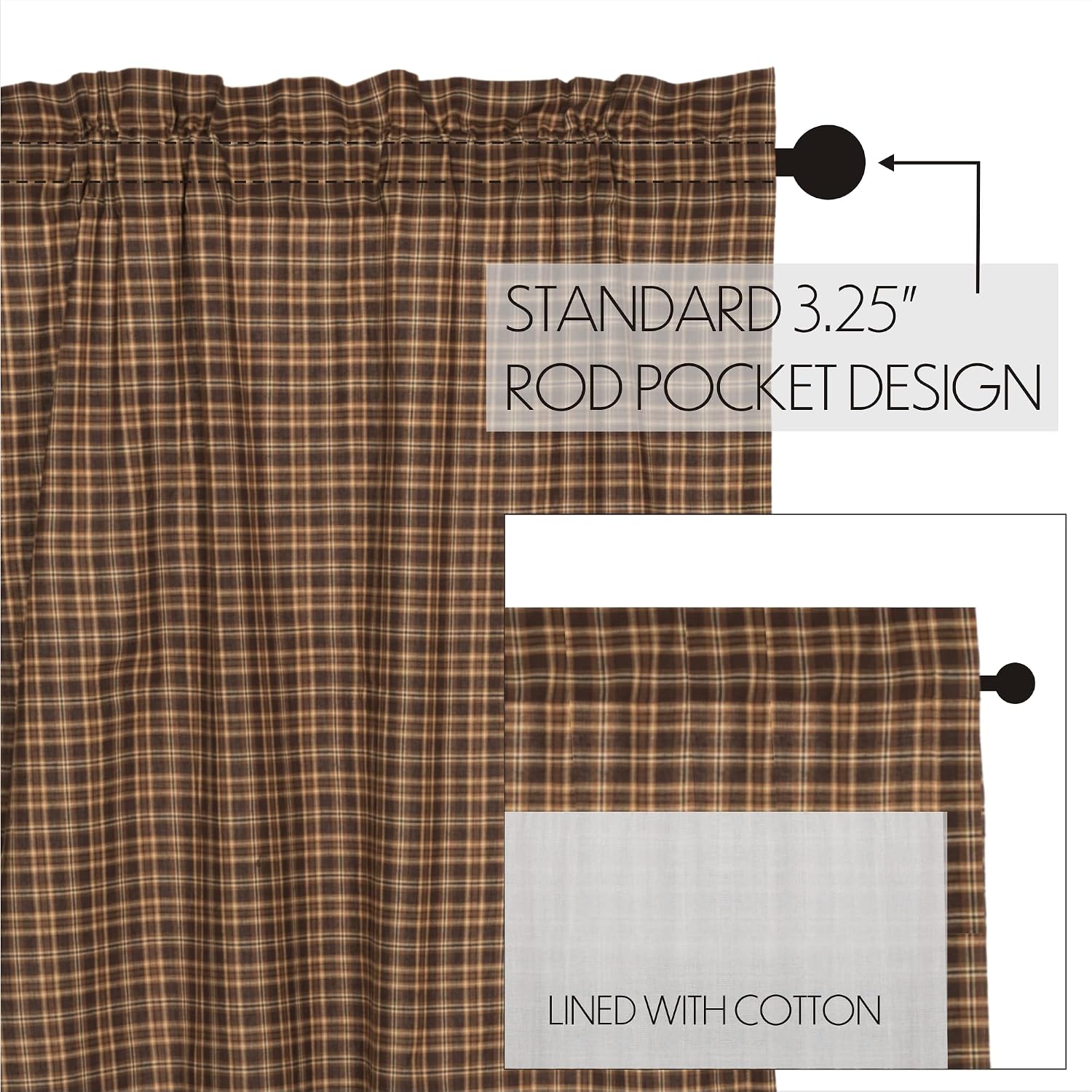 Rustic Plaid Cotton Kitchen Window Swags