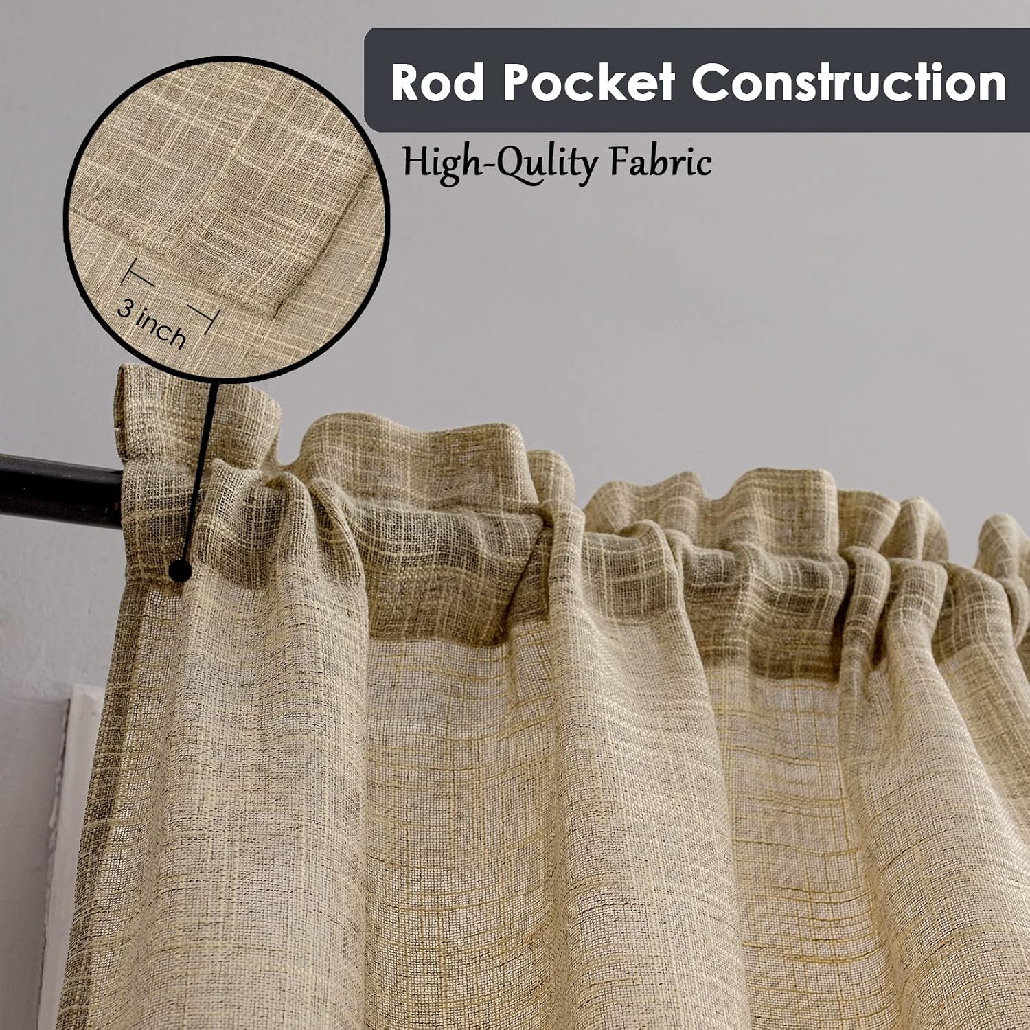 Taupe Linen Tassel Farmhouse Window Swags
