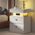 White Marble LED Charging Nightstand