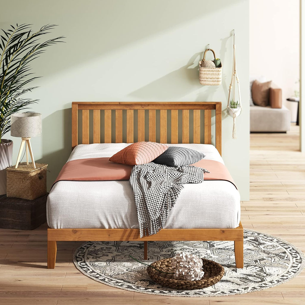 Rustic Pine Queen Wood Bed With Headboard