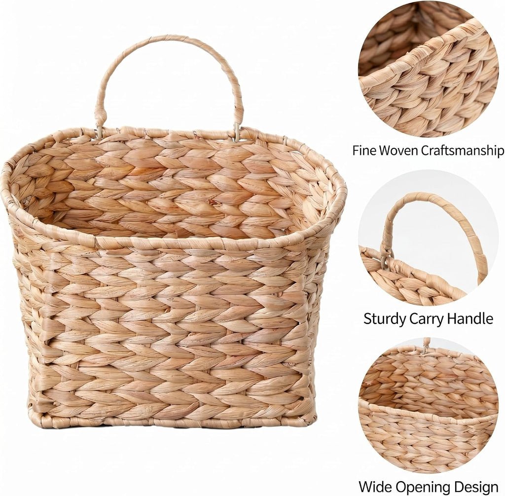 2 Natural Water Hyacinth Hanging Baskets